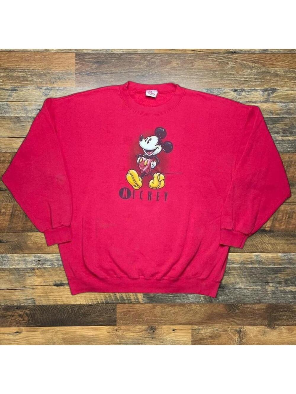 Vintage 90s Disney Mickey Mouse Crewneck Red Sweatshirt 2XL